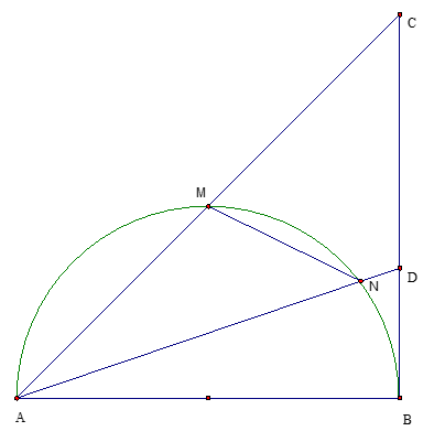 Cho nửa đường tròn tâm O đường kính AB=2R. Gọi M là điểm chính giữa của cung AB, N là điểm bất kỳ thuộc cung MB (N khác M và B). (ảnh 1)