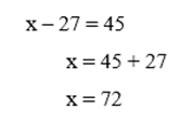 b) x - 27 = 45 (ảnh 1)