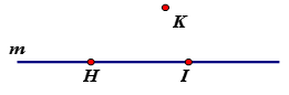 a) Điểm H và điểm I nằm trên đường thẳng m còn điểm K nằm ngoài đường thẳng m. (ảnh 1)