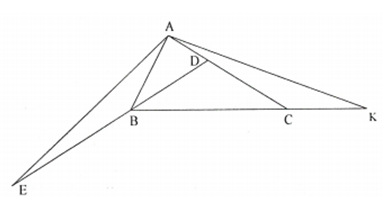 Cho tam giác ABC có góc B = 2 góc C. Tia phân giác góc B cắt AC ở D. Trên tia đối BD lấy điểm E sao cho BE= AC . (ảnh 1)