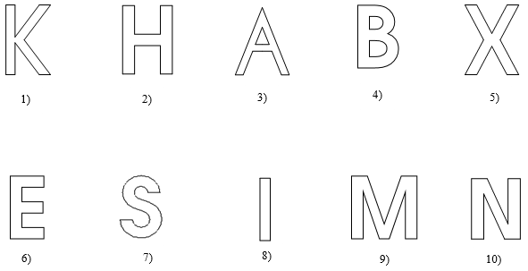 Cho các chữ cái sau, cho biết chữ cái nào có tâm đối xứng và xác định tâm đối xứng của các chữ cái đó. (ảnh 1)