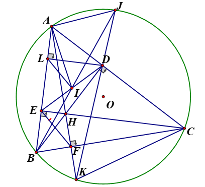 Cho tam giác ABC (AB<AC)  nội tiếp đường tròn (O). Hai đường cao BD và CE của tam giác ABC  (ảnh 1)