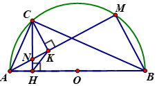 Cho nửa đường tròn (O; R) đường kính AB. Trên OA lấy điểm H (H khác O, H khác A). (ảnh 1)