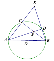 Cho đường tròn (O) đường kính AB, cung CD nằm cùng phía đối với AB (D thuộc cung nhỏ BC) (ảnh 1)
