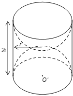 Một khối gỗ dạng hình trụ, bán kính đường tròn đáy là r, chiều cao 2r (đơn vị: cm). Người ta khoét (ảnh 1)