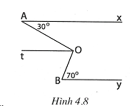 Tính các số đo x, y trong hình 4.6, biết  và x=. (ảnh 1)
