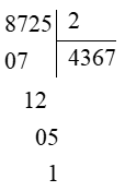 Viết vào chỗ chấm 8 725 : 2 = ? + 8 chia 2 được (ảnh 2)