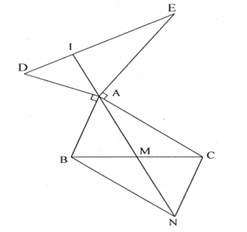 Cho  tam giác ABC có góc A<90 độ. Gọi M là trung điểm cạnh BC. Trên nửa mặt phẳng bờ AB không chứa điểm C (ảnh 1)