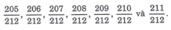 a) Viết tất cả các phân số nhỏ hơn 1 có mẫu số là 212 và tử số lớn hơn  204 (ảnh 1)