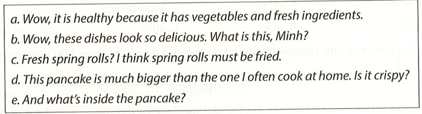 Complete the conversation, using the sentences (a - e) to fill in the blanks (1 - 5) (ảnh 1)