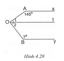 Hình 4.17 có Ax // By; OA  và . Tính số đo góc B. (ảnh 2)