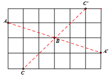 Cho hình vẽ sau. Hãy vẽ điểm  A' đối xứng với điểm  A qua điểm  B, vẽ điểm  C' đối xứng với điểm C  qua điểm B . (ảnh 2)