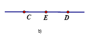 b) 3 điểm C, E, D thẳng hàng sao cho điểm E nằm giữa; (ảnh 1)