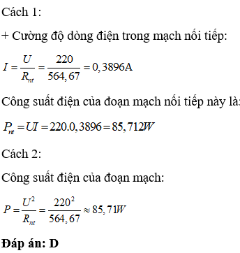 Trên bóng đèn dây tóc Đ1 có ghi (220V - 100W), trên bóng đèn Đ2 có ghi (220V - 75W). Mắc hai bóng đèn (ảnh 2)