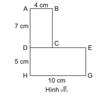 Hình M gồm hình chữ nhật ABCD và hình chữ nhật DEGH (như hình vẽ). (ảnh 1)