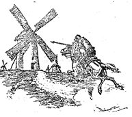 (Cối xay gió của Don Quixote từ tác phẩm của Cervantes) Phần trên của cối xay gió có dựng  (ảnh 1)