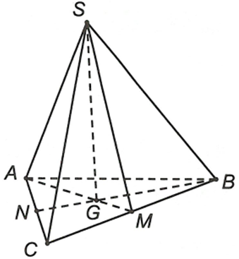 Cho hình chóp S.ABC, gọi G là trọng tâm của tam giác ABC; M, N lần lượt là trung điềm BC, AC. Giao tuyến của (SAM) và (SBN) là (ảnh 1)