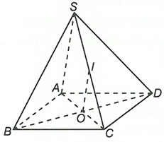 Cho hình chóp S.ABCD có đáy ABCD là hình bình hành tâm O, I là trung điểm cạnh SC. Chứng minh đường thẳng OI song song với mặt phẳng (SAB) và mặt phẳng (SAD) (ảnh 1)