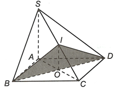 Cho hình chóp S.ABCD có đáy ABCD là hình bình hành. Mặt phẳng (P)  qua BD và song song với SA (ảnh 1)