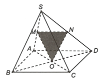 Cho hình chóp S.ABCD có đáy ABCD là hình bình hành tâm O. Gọi M, N lần lượt là trung điểm của SA và SD.  (ảnh 1)