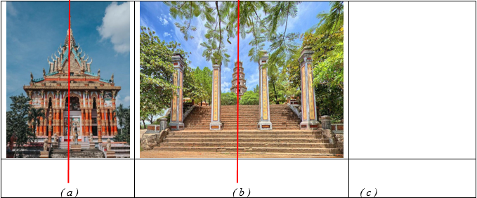 Các hình ảnh tại một số địa danh du lịch tại một số ngôi chùa của Việt Nam sau đây có trục đối xứng không?  (ảnh 2)