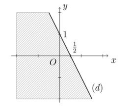Phần nửa mặt phẳng không bị gạch (không kể đường thẳng d) ở hình dưới đây là miền nghiệm (ảnh 1)
