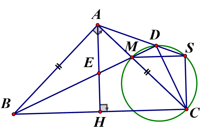 Cho tam giác ABC   vuông cân ở A, đường cao AH (H thuộc BC)  (ảnh 1)