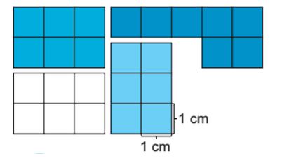 Ghép bốn tấm bìa trong hình bên được một hình vuông. Tính diện tích của hình vuông đó. (ảnh 1)