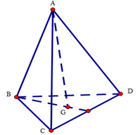 Cho tứ diện ABCD , gọi  G là trọng tâm của tam giác BCD . Biết luôn tồn tại số thực  k thỏa mãn đẳng thức vecto (ảnh 1)