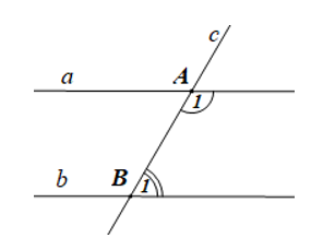 Cho ba đường thẳng a, b, c như hình vẽ sau:  Biết góc A1=2B1 và A1,B1 là hai góc bù nhau. (ảnh 1)