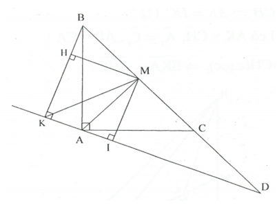 Cho tam giác ABC có AB= AC, góc BAC= 90 độ và M là trung điểm của BC. (ảnh 1)