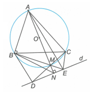 Chứng minh rằng B , C , D , E cùng thuộc một đường tròn. (ảnh 1)