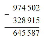 b) 974 502 − 328 915 (ảnh 1)
