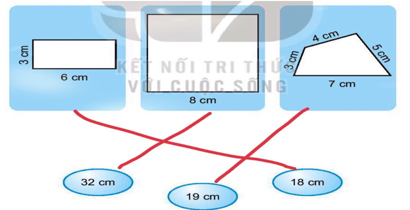 Nối hình với số đo là chu vi của hình đó (ảnh 2)