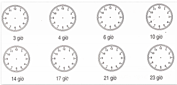 Vẽ kim giờ và kim phút vào đồng hồ ứng với thời điểm đã cho (ảnh 1)