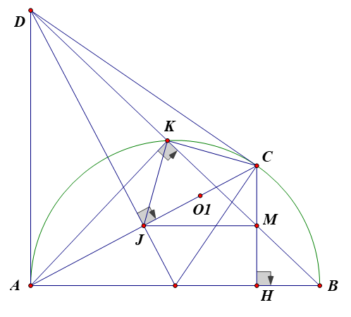 Cho nửa đường tròn tâm O đường kính AB Dựng tiếp tuyến Ax (ảnh 1)