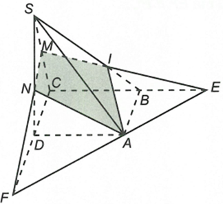 Cho hình chóp S.ABCD có đáy ABCD là hình bình hành. Trong mặt phẳng (ABCD) vẽ đường thẳng d đi qua A và không song song với các cạnh của hình bình hành.  (ảnh 1)