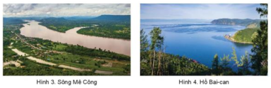 Dựa vào thông tin trong mục d và các hình 3, 4, hãy Trình bày đặc điểm sông, hồ châu Á (ảnh 1)
