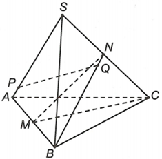 Cho hình chóp S.ABC có vectơ SA = vectơ a, vectơ SB = vectơ b, vectơ SC = vectơ c và các điểm M, N (ảnh 1)