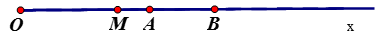 Trên tia Ox, lấy hai điểm A và B sao cho OA = 4cm, OB = 6cm. Gọi M là trung điểm của đoạn thẳng OB.  a. Tính d? dài AB. (ảnh 1)