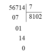 Đặt tính rồi tính. 56 714 : 7 (ảnh 1)