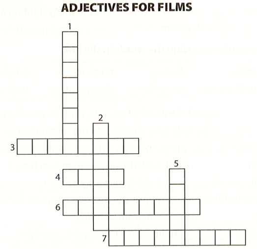 Complete the crosswords with adjectives to describe films. A clue and the first  (ảnh 1)