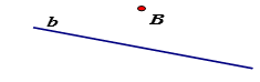b) Điểm B nằm ngoài đường thẳng b. (ảnh 1)