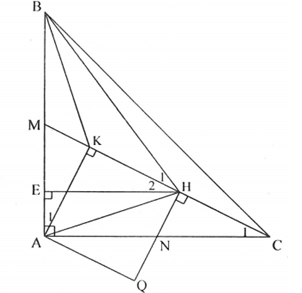 Cho tam giác ABC vuông cân đáy BC. Gọi M, N là trung điểm của AB, AC.  (ảnh 1)