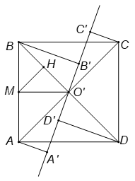 Cho hình vuông ABCD. Hãy xác định đường thẳng đi qua tam hình vuông cắt các cạnh đối AD và (ảnh 1)
