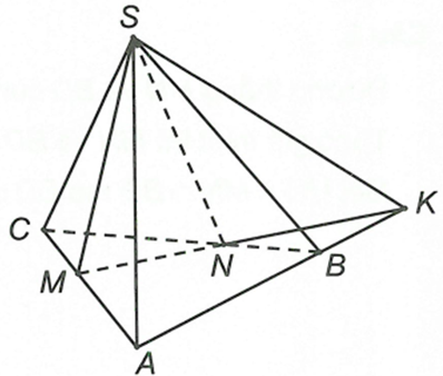 Cho hình chóp S.ABC. Gọi M, N lần lượt là hai điểm thuộc các cạnh AC, BC sao cho MN không song song với AB. (ảnh 1)