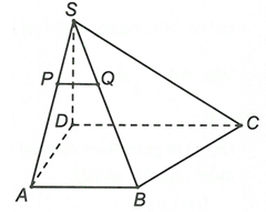 Cho hình chóp S.ABCD có đáy ABCD là hình thang. Gọi P, Q lần lượt là hai điểm nằm trên cạnh SA và SB (ảnh 1)