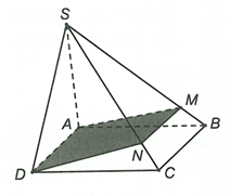 Cho hình chóp S.ABCD có đáy ABCD là hình bình hành. M là một điểm thuộc đoạn SB (M không trùng với S và B).  (ảnh 1)