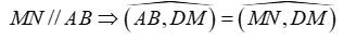 b) Tính góc giữa AB và DM . (ảnh 1)