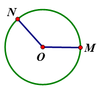 Dùng compa vẽ đường tròn tâm O có bán kính 2 cm. Gọi M và N là hai điểm tùy ý trên đường tròn đó. (ảnh 1)